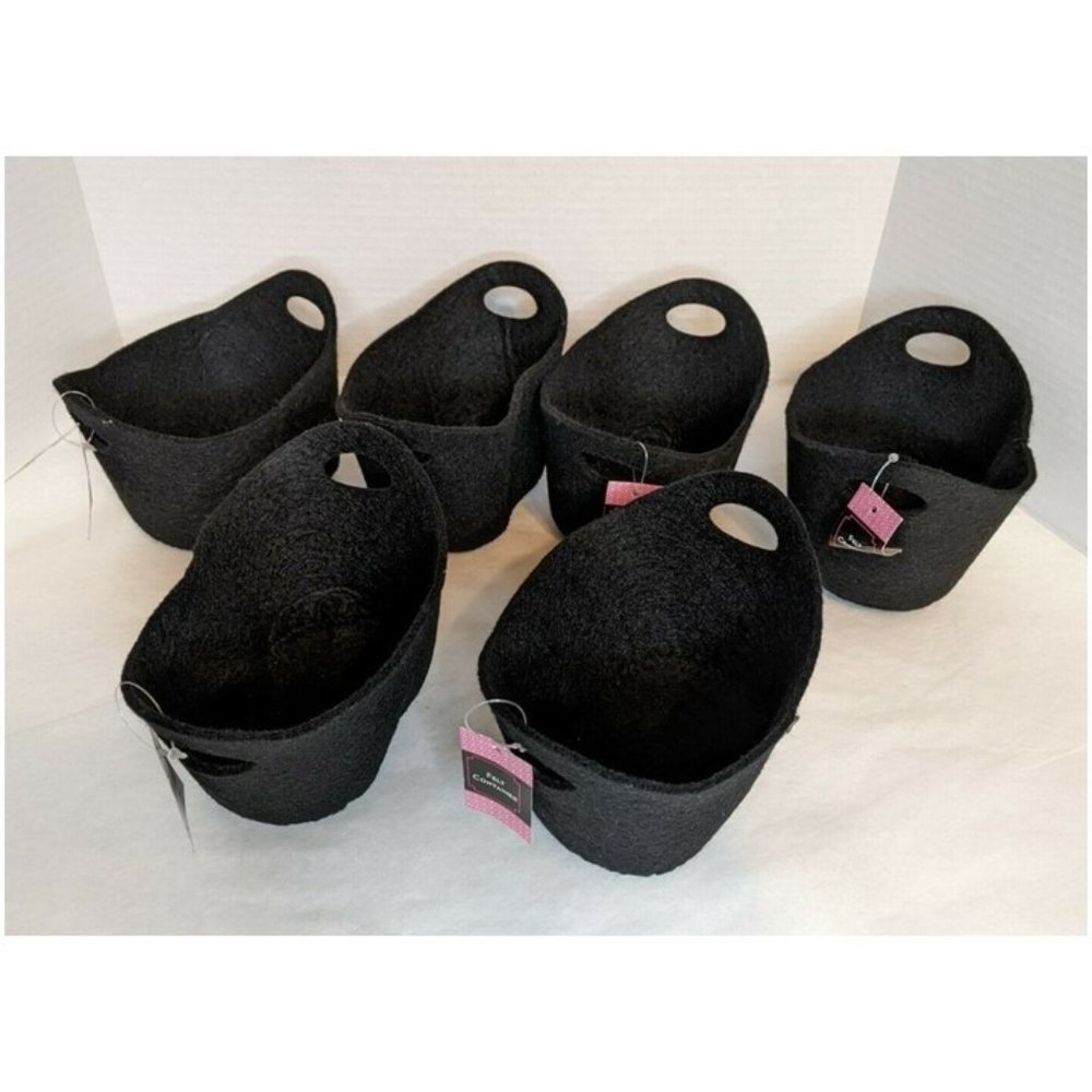 6 Black Felt Party Favor Container Basket Craft Projects Decoration Storage NEW